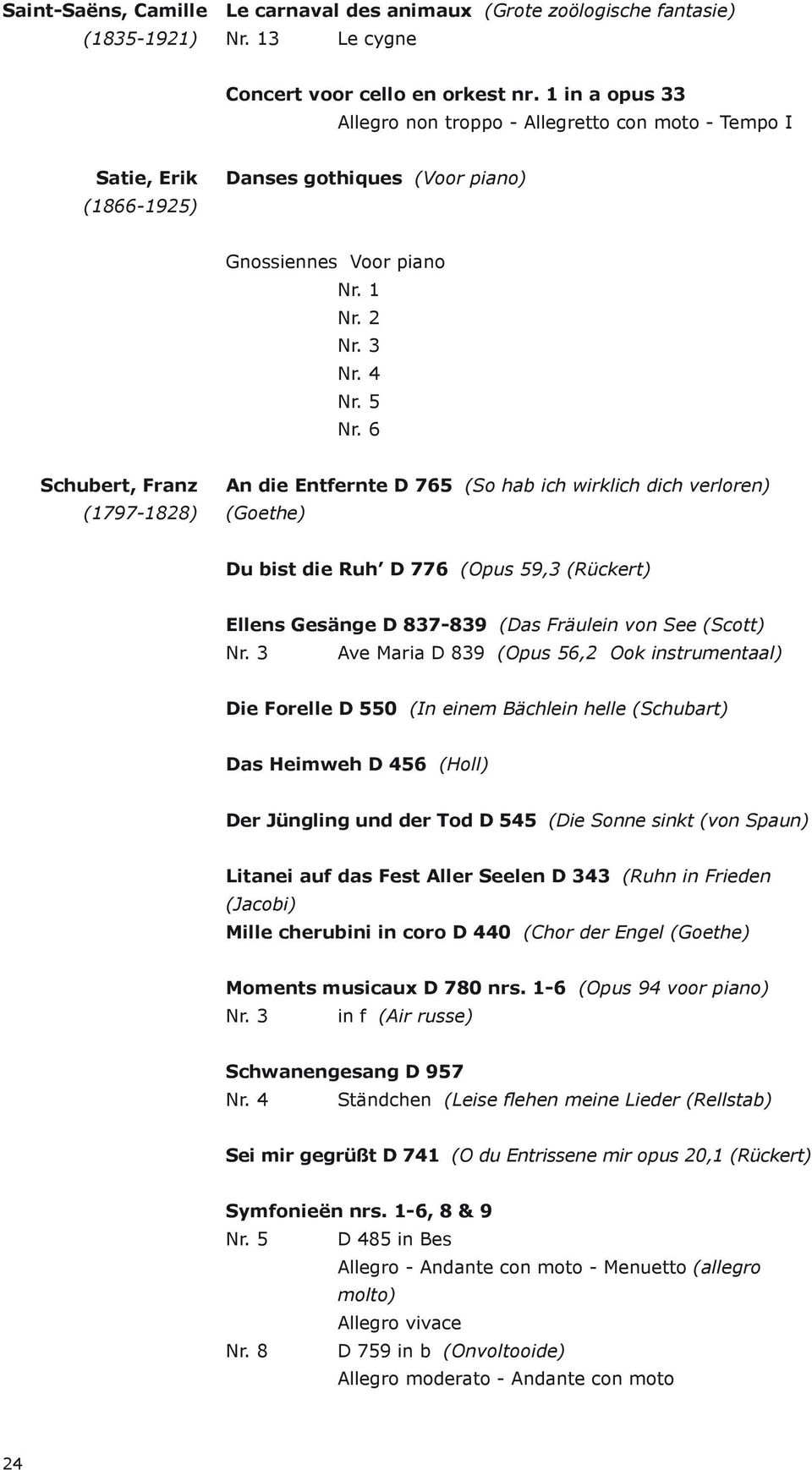 6 Schubert, Franz (1797-1828) (Goethe) An die Entfernte D 765 (So hab ich wirklich dich verloren) Du bist die Ruh D 776 (Opus 59,3 (Rückert) Ellens Gesänge D 837-839 (Das Fräulein von See (Scott)
