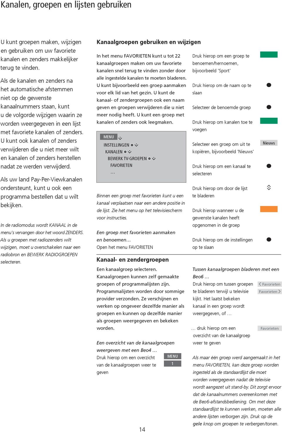 U kunt ook kanalen of zenders verwijderen die u niet meer wilt en kanalen of zenders herstellen nadat ze werden verwijderd.