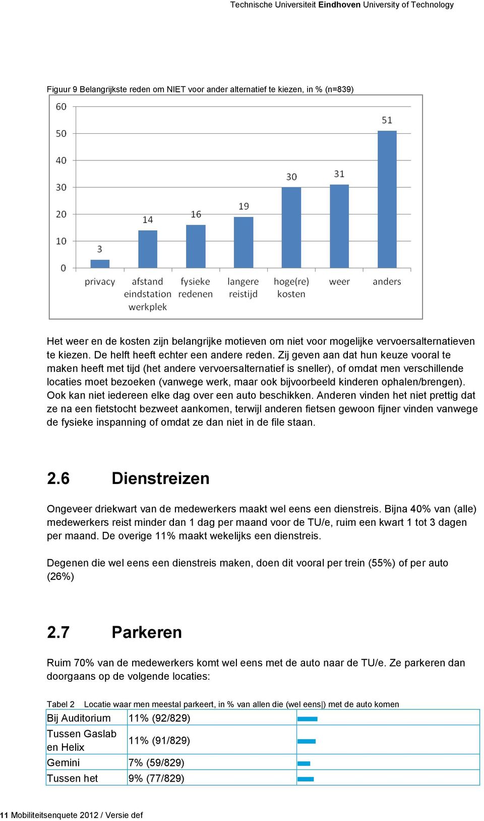 Zij geven aan dat hun keuze vooral te maken heeft met tijd (het andere vervoersalternatief is sneller), of omdat men verschillende locaties moet bezoeken (vanwege werk, maar ook bijvoorbeeld kinderen