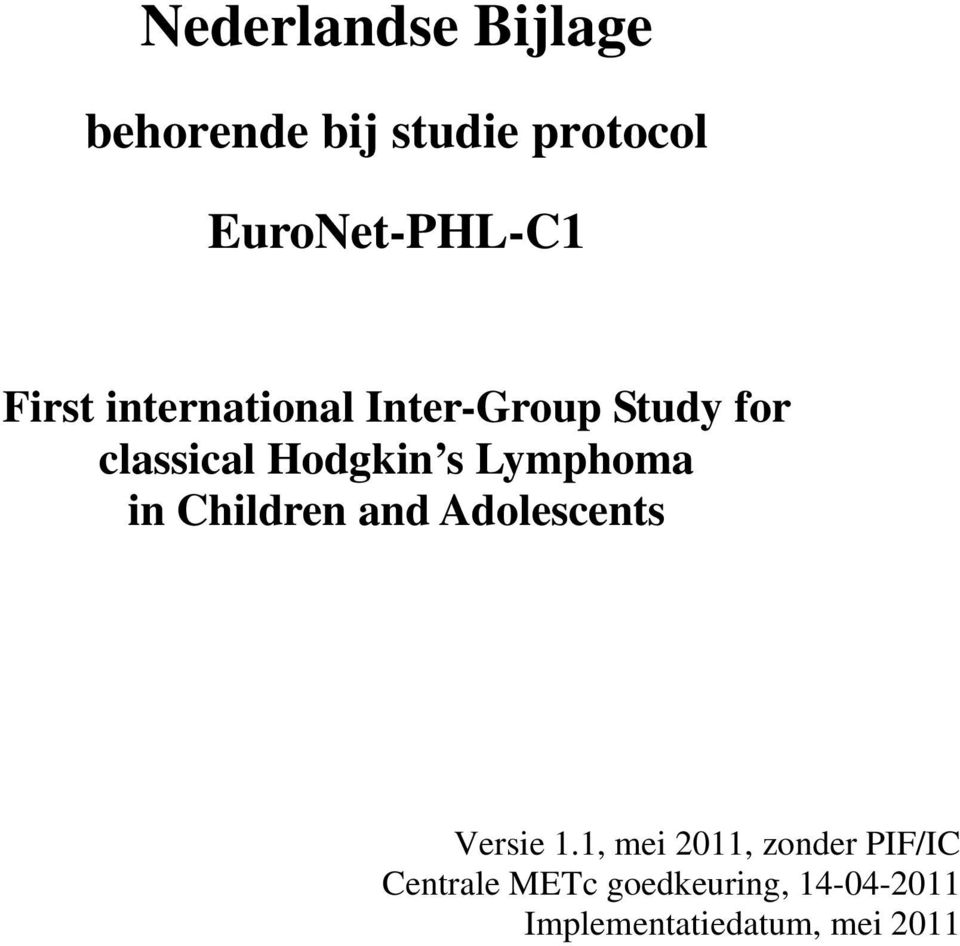 Lymphoma in Children and Adolescents Versie 1.