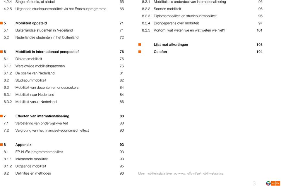 2 Nederlandse studenten in het buitenland 72 Lijst met afkortingen 103 6 Mobiliteit in internationaal perspectief 76 Colofon 104 6.1 Diplomamobiliteit 76 6.1.1 Wereldwijde mobiliteitspatronen 76 6.1.2 De positie van Nederland 81 6.