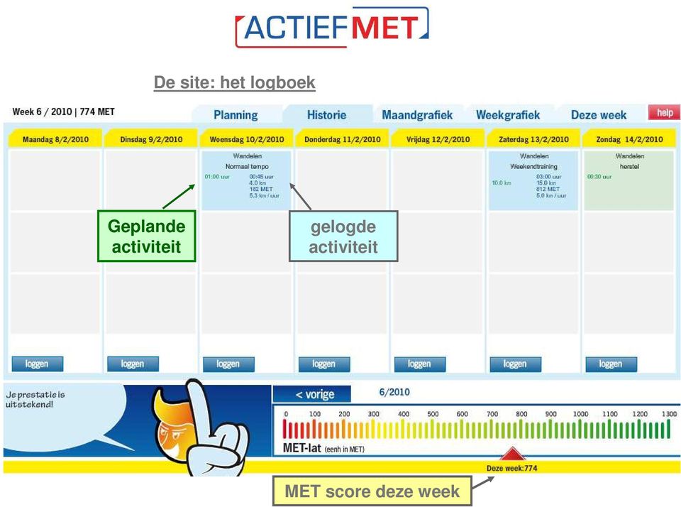 gelogde activiteit MET