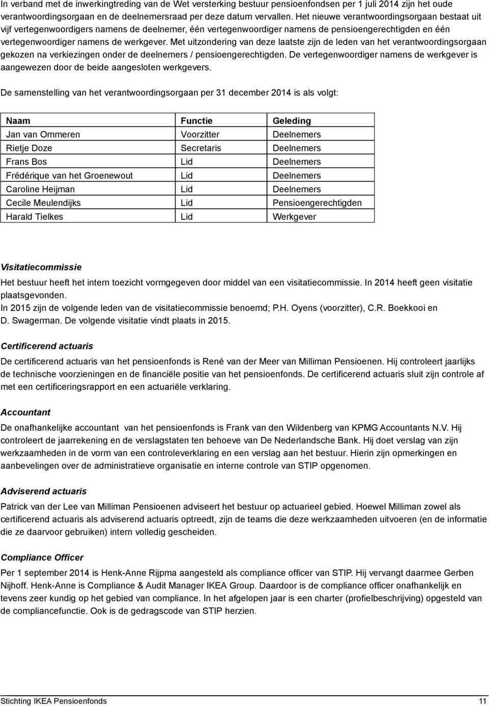 Met uitzondering van deze laatste zijn de leden van het verantwoordingsorgaan gekozen na verkiezingen onder de deelnemers / pensioengerechtigden.