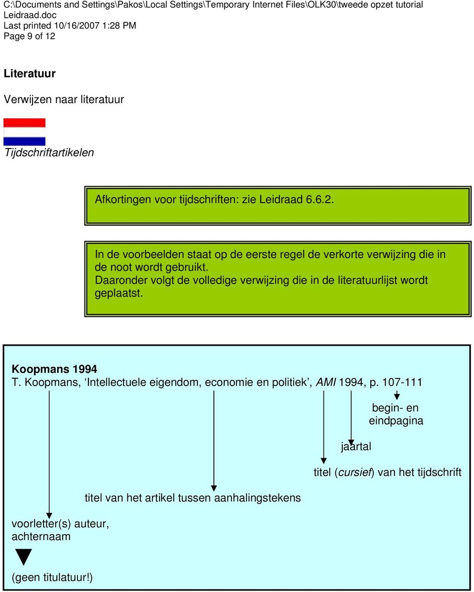 Koopmans, Intellectuele eigendom, economie en politiek, AMI 1994, p. 107-111 voorletter(s) auteur, achternaam (geen titulatuur!