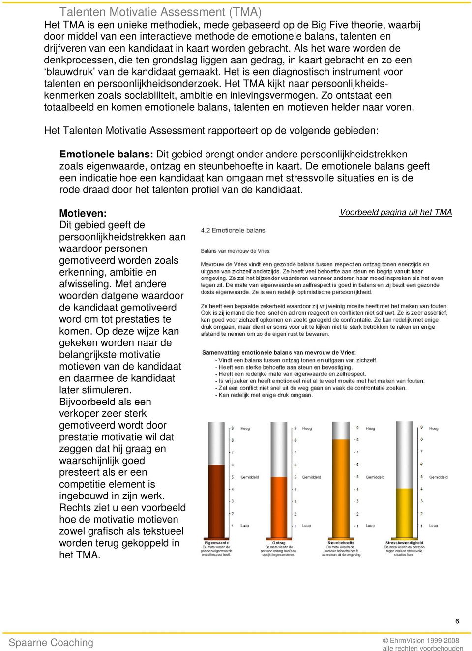 Het is een diagnostisch instrument voor talenten en persoonlijkheidsonderzoek. Het TMA kijkt naar persoonlijkheidskenmerken zoals sociabiliteit, ambitie en inlevingsvermogen.