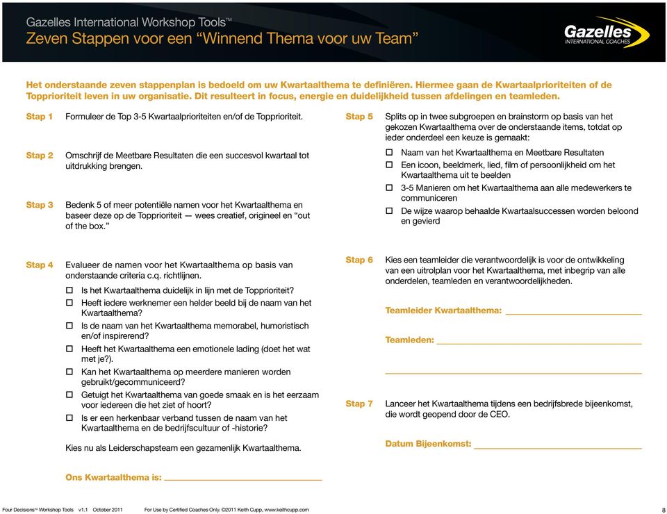 Stap 1 Formuleer de Top 3-5 Kwartaalprioriteiten en/of de Topprioriteit.