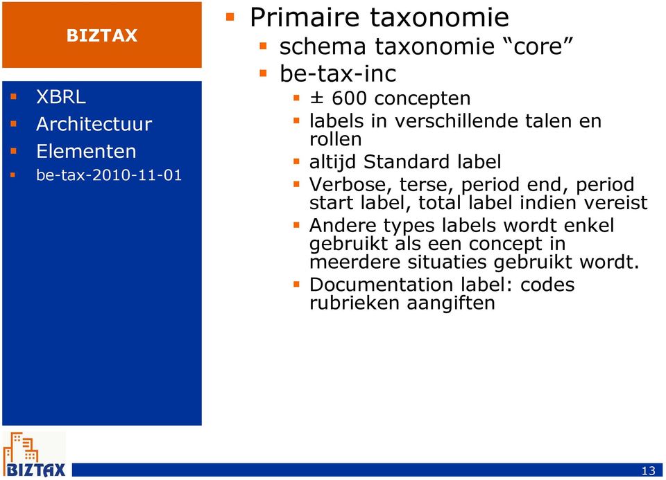 period start label, total label indien vereist Andere types labels wordt enkel gebruikt als