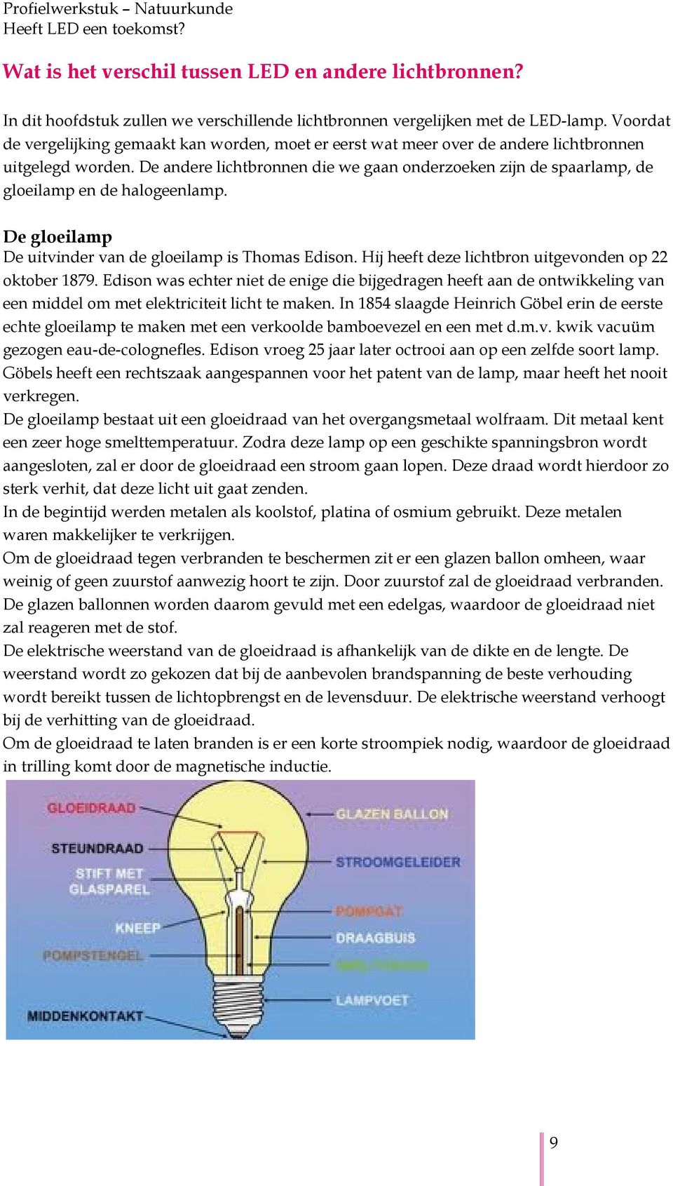 De andere lichtbronnen die we gaan onderzoeken zijn de spaarlamp, de gloeilamp en de halogeenlamp. De gloeilamp De uitvinder van de gloeilamp is Thomas Edison.