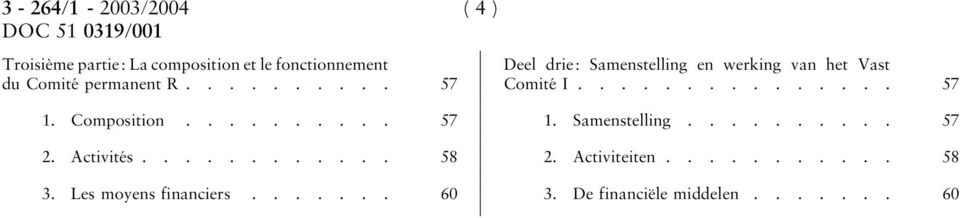 Composition.......... 57 1. Samenstelling.......... 57 2. Activités............ 58 2.