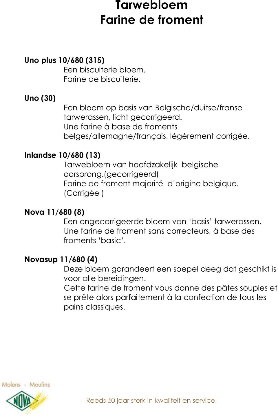 (gecorrigeerd) Farine de froment majorité d origine belgique. (Corrigée ) Nova 11/680 (8) Een ongecorrigeerde bloem van basis tarwerassen.