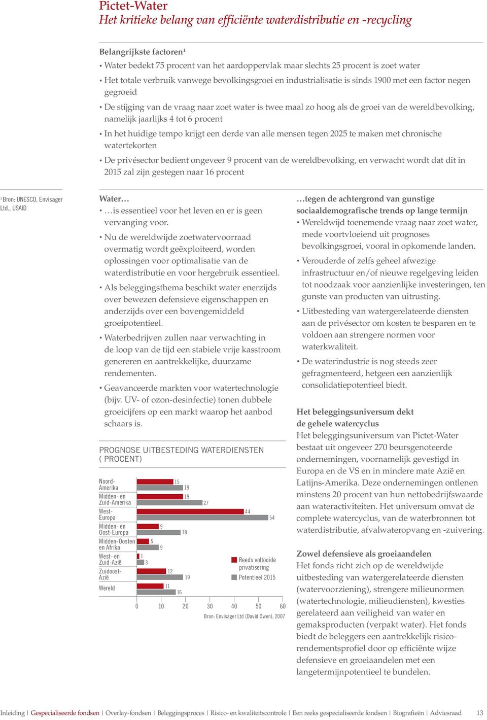 namelijk jaarlijks 4 tot 6 procent In het huidige tempo krijgt een derde van alle mensen tegen 2025 te maken met chronische watertekorten De privésector bedient ongeveer 9 procent van de