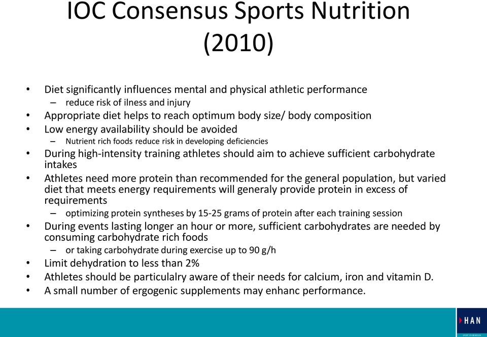 intakes Athletes need more protein than recommended for the general population, but varied diet that meets energy requirements will generaly provide protein in excess of requirements optimizing