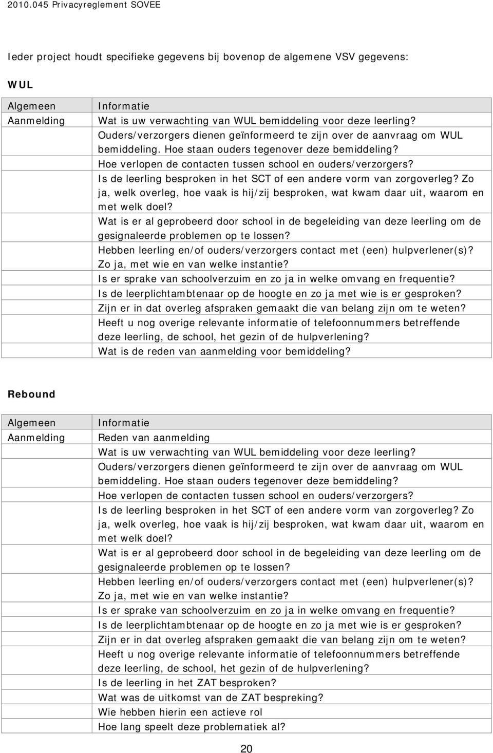 Is de leerling besproken in het SCT of een andere vorm van zorgoverleg? Zo ja, welk overleg, hoe vaak is hij/zij besproken, wat kwam daar uit, waarom en met welk doel?