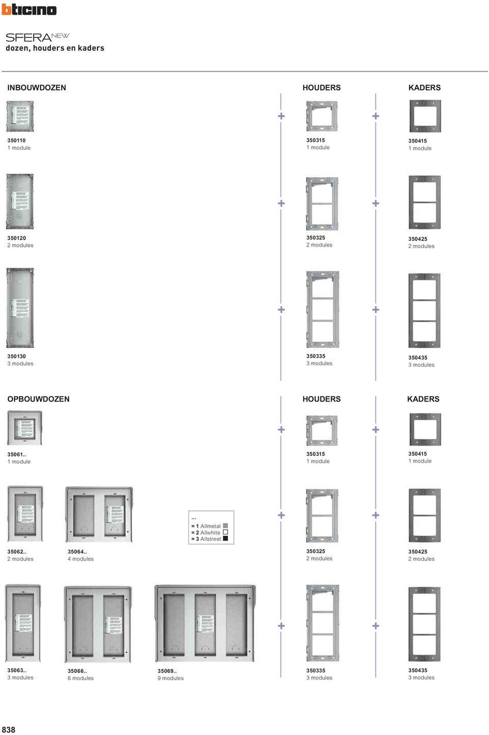 35061.. 1 module 350315 1 module 350415 1 module... = 1 Allmetal = 2 Allwhite = 3 Allstreet 35062.. 2 modules 35064.