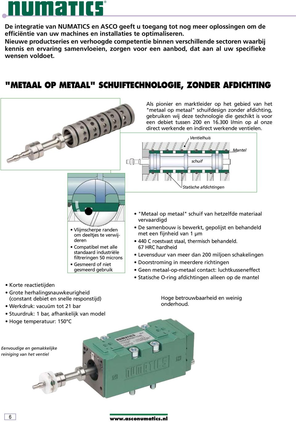 "Metaal op metaal" schuiftechnologie, ZONDER FDICHTING ls pionier en marktleider op het gebied van het "metaal op metaal" schuifdesign zonder afdichting, gebruiken wij deze technologie die geschikt