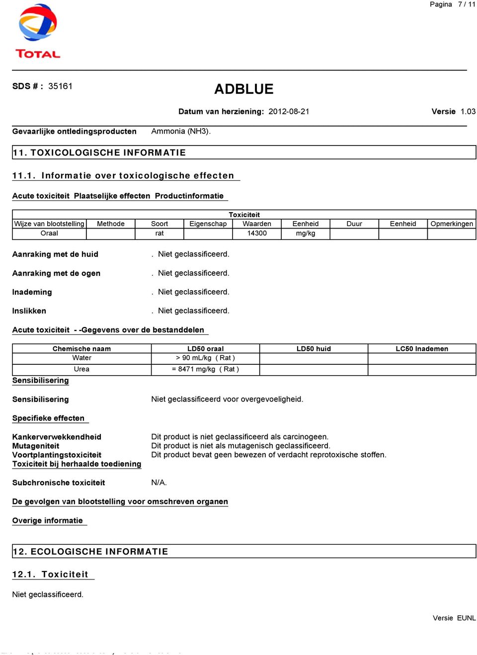 . TOXICOLOGISCHE INFORMATIE 11