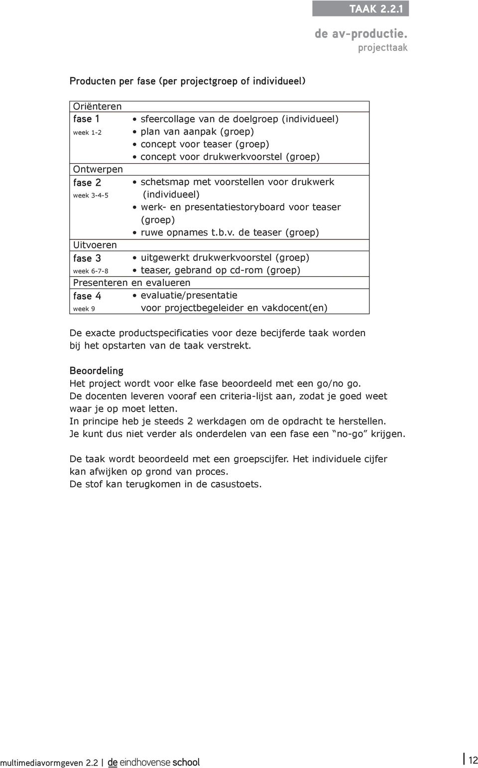 voor teaser (groep) concept voor drukwerkvoorstel (groep) schetsmap met voorstellen voor drukwerk (individueel) werk- en presentatiestoryboard voor teaser (groep) ruwe opnames t.b.v. de teaser