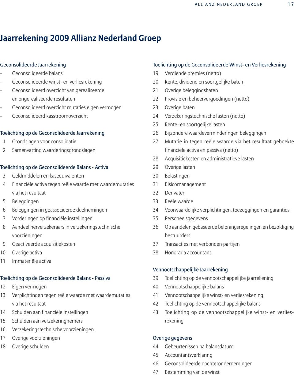 Grondslagen voor consolidatie 2 Samenvatting waarderingsgrondslagen Toelichting op de Geconsolideerde Balans - Activa 3 Geldmiddelen en kasequivalenten 4 Financiële activa tegen reële waarde met