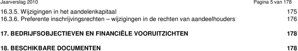 3.5. Wijzigingen in het aandelenkapitaal 175 16.