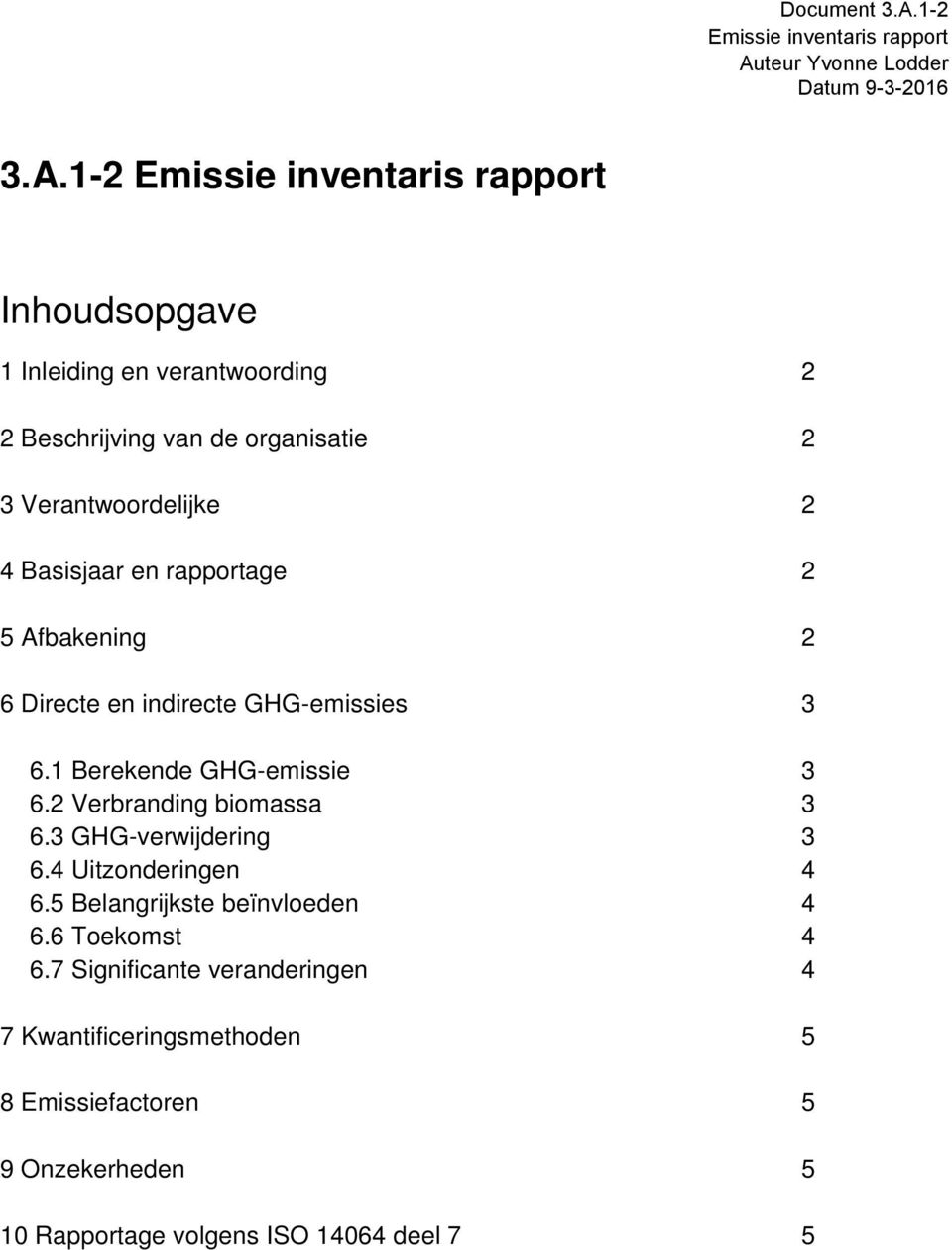 rapportage 2 5 Afbakening 2 6 Directe en indirecte GHG-emissies 3 6.1 Berekende GHG-emissie 3 6.2 Verbranding biomassa 3 6.