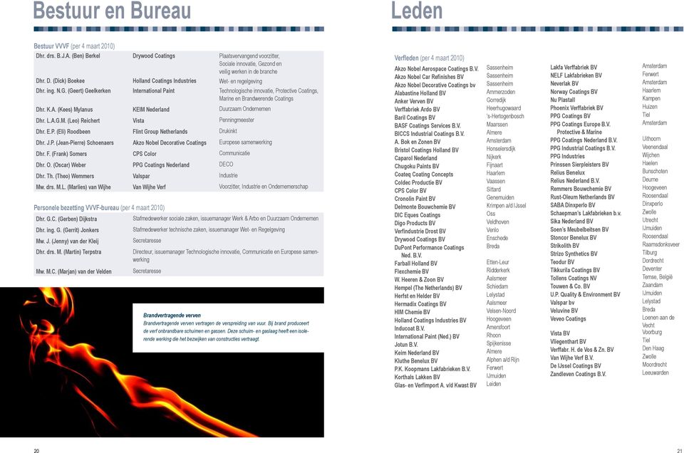 E.P. (Eli) Roodbeen Flint Group Netherlands Drukinkt Dhr. J.P. (Jean-Pierre) Schoenaers Akzo Nobel Decorative Coatings Europese samenwerking Dhr. F. (Frank) Somers CPS Color Communicatie Dhr. O.
