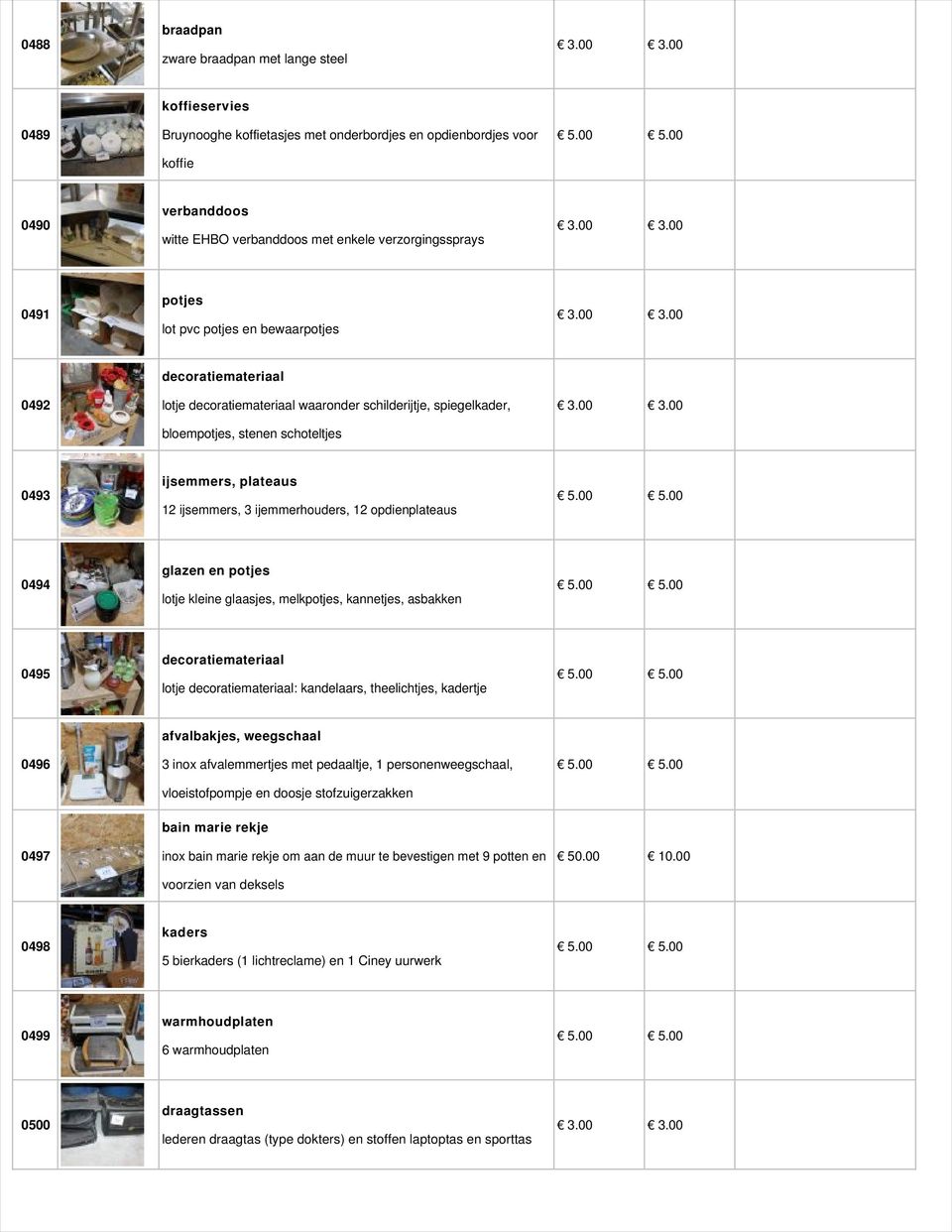 plateaus 12 ijsemmers, 3 ijemmerhouders, 12 opdienplateaus 0494 glazen en potjes lotje kleine glaasjes, melkpotjes, kannetjes, asbakken 0495 decoratiemateriaal lotje decoratiemateriaal: kandelaars,