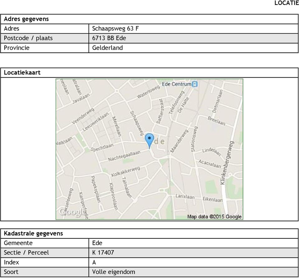 Locatiekaart Kadastrale gegevens Gemeente Ede