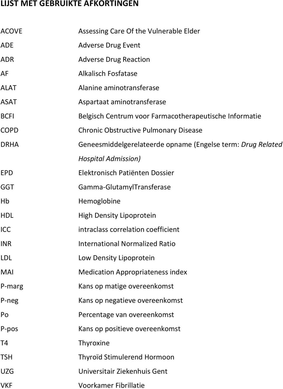 Geneesmiddelgerelateerde opname (Engelse term: Drug Related Hospital Admission) Elektronisch Patiënten Dossier Gamma-GlutamylTransferase Hemoglobine High Density Lipoprotein intraclass correlation