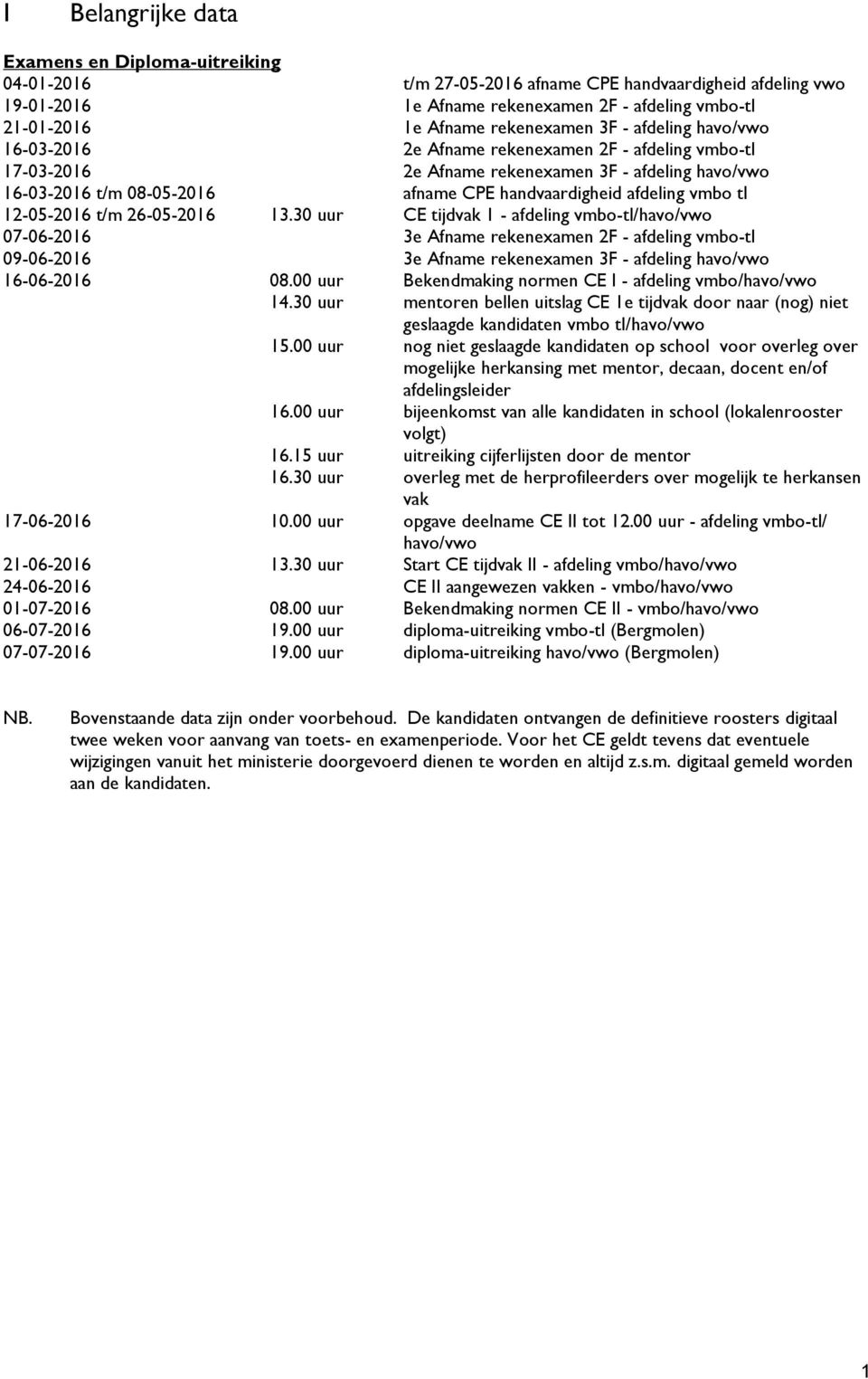 afdeling vmbo tl 12-05-2016 t/m 26-05-2016 13.