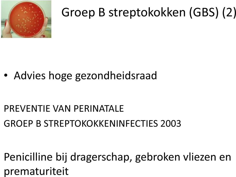 GROEP B STREPTOKOKKENINFECTIES 2003