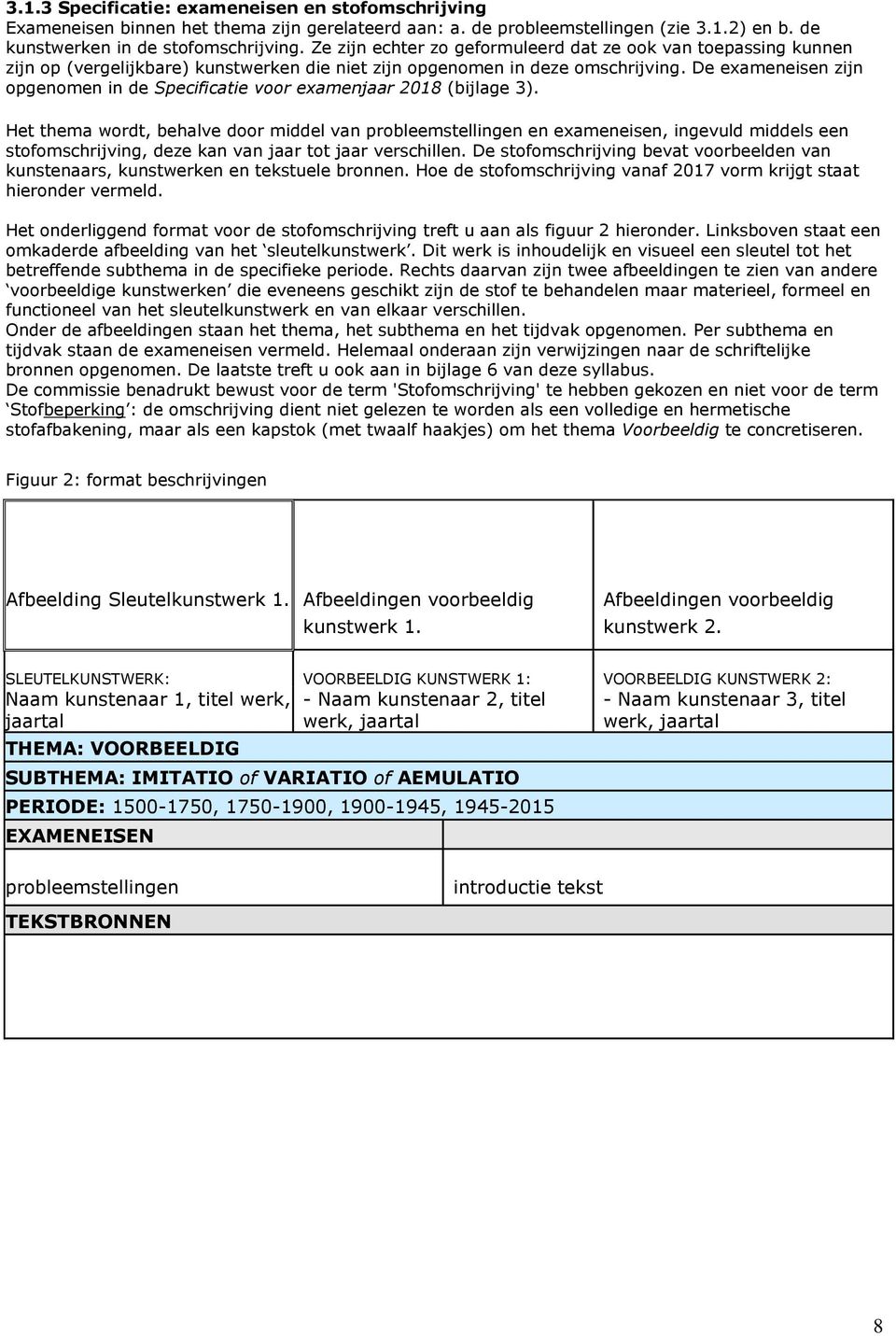 De exameneisen zijn opgenomen in de Specificatie voor examenjaar 2018 (bijlage 3).