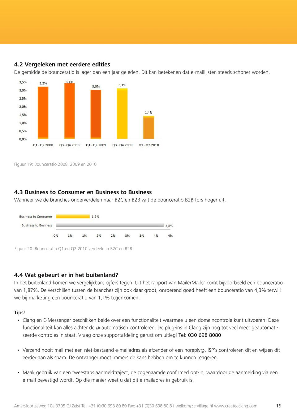 Figuur 20: Bounceratio Q1 en Q2 2010 verdeeld in B2C en B2B 4.4 Wat gebeurt er in het buitenland? In het buitenland komen we vergelijkbare cijfers tegen.