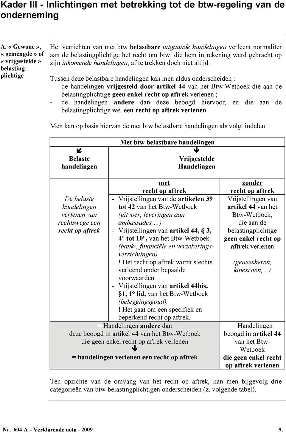 rekening werd gebracht op zijn inkomende handelingen, af te trekken doch niet altijd.