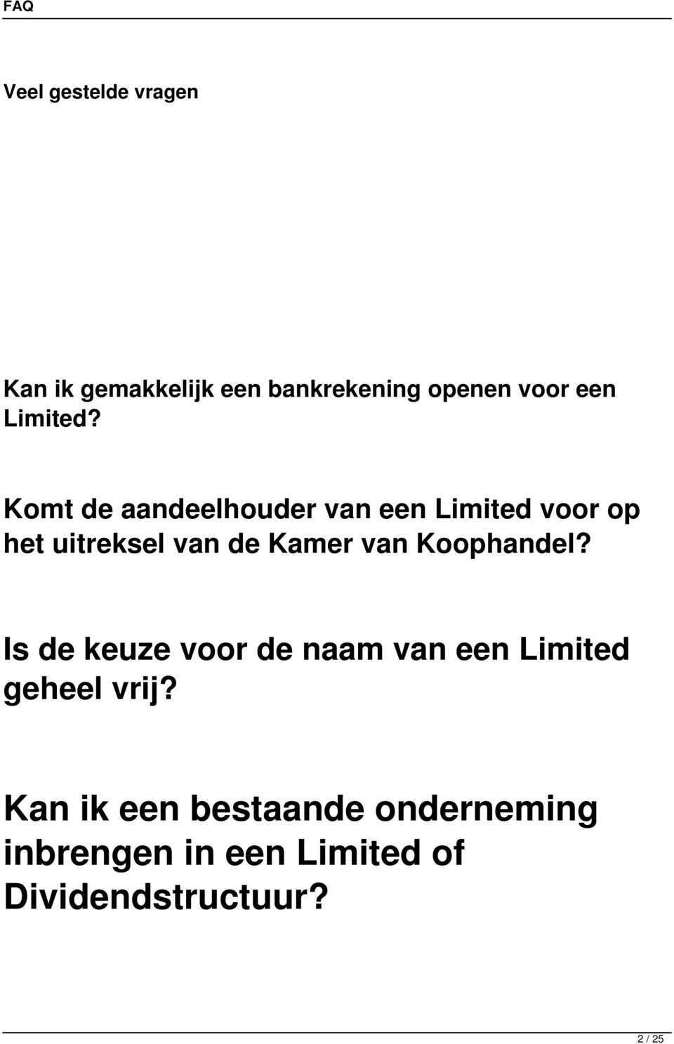 Komt de aandeelhouder van een Limited voor op het uitreksel van de Kamer van