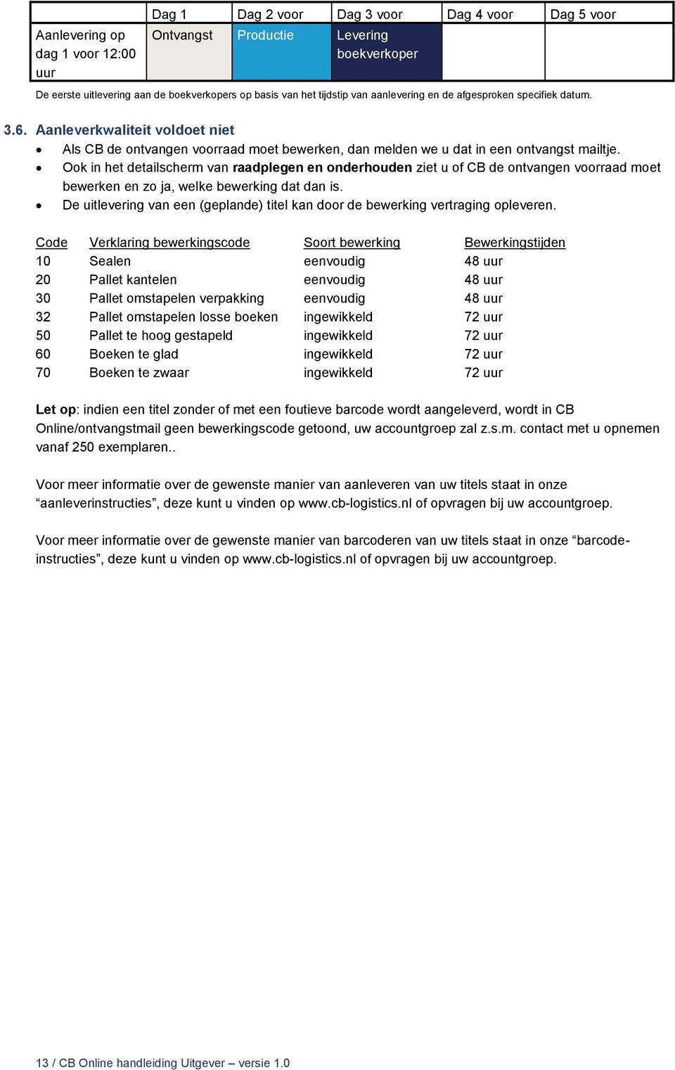 Ook in het detailscherm van raadplegen en onderhouden ziet u of CB de ontvangen voorraad moet bewerken en zo ja, welke bewerking dat dan is.