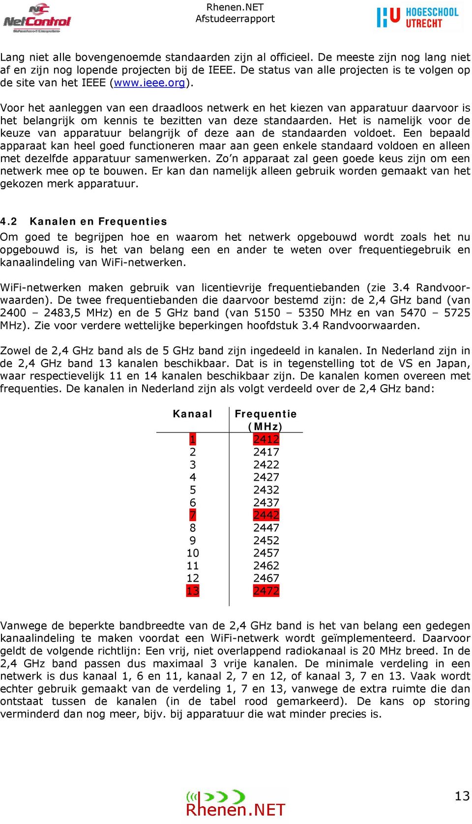 Voor het aanleggen van een draadloos netwerk en het kiezen van apparatuur daarvoor is het belangrijk om kennis te bezitten van deze standaarden.