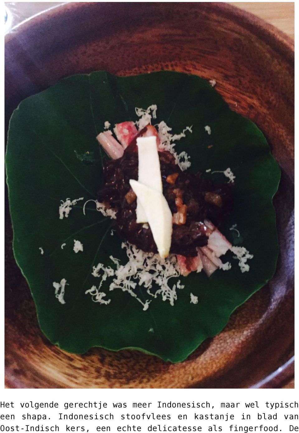 Indonesisch stoofvlees en kastanje in blad