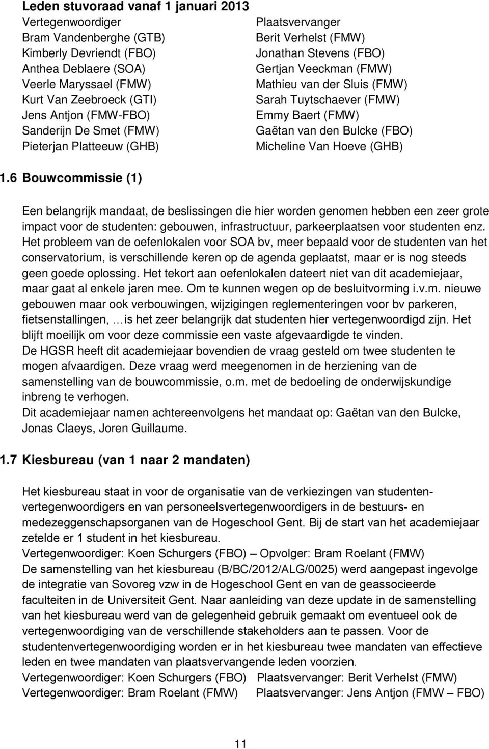 (FMW) Gaëtan van den Bulcke (FBO) Micheline Van Hoeve (GHB) 1.
