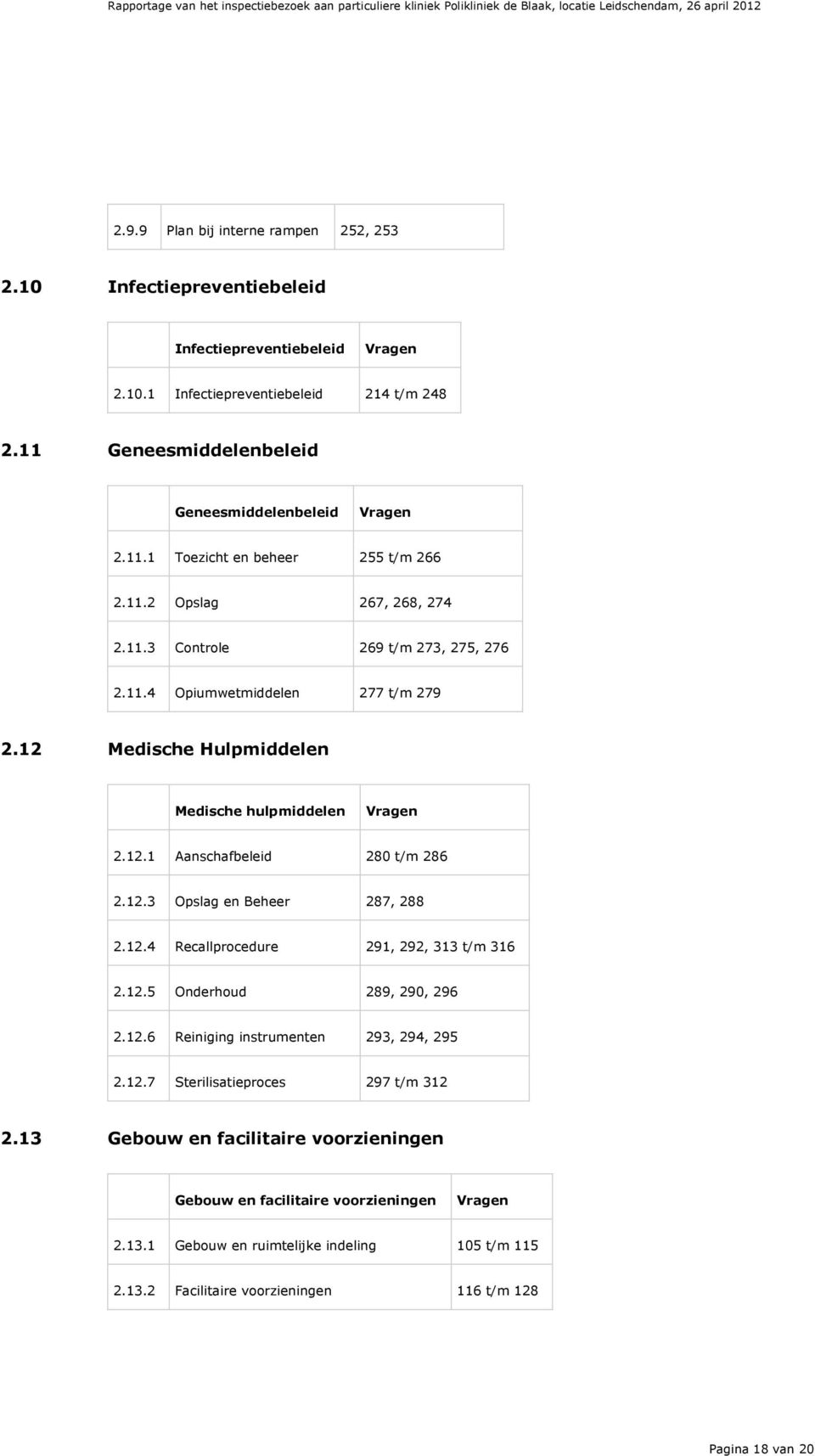 12.4 Recallprocedure 291, 292, 313 t/m 316 2.12.5 Onderhoud 289, 290, 296 2.12.6 Reiniging instrumenten 293, 294, 295 2.12.7 Sterilisatieproces 297 t/m 312 2.