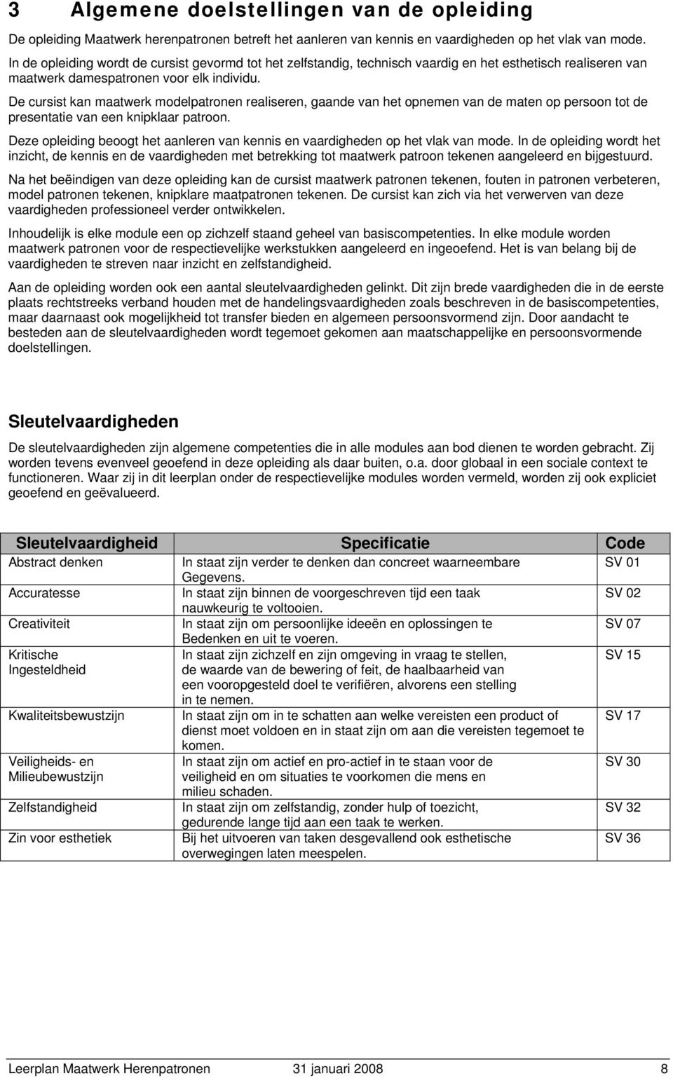 De cursist kan maatwerk modelpatronen realiseren, gaande van het opnemen van de maten op persoon tot de presentatie van een knipklaar patroon.