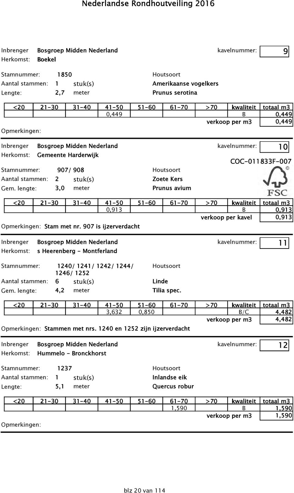 907 is ijzerverdacht s Heerenberg - Montferland 11 kavelnummer: 11 1240/ 1241/ 1242/ 1244/ 1246/ 1252 6 4,2 meter Linde Tilia spec.