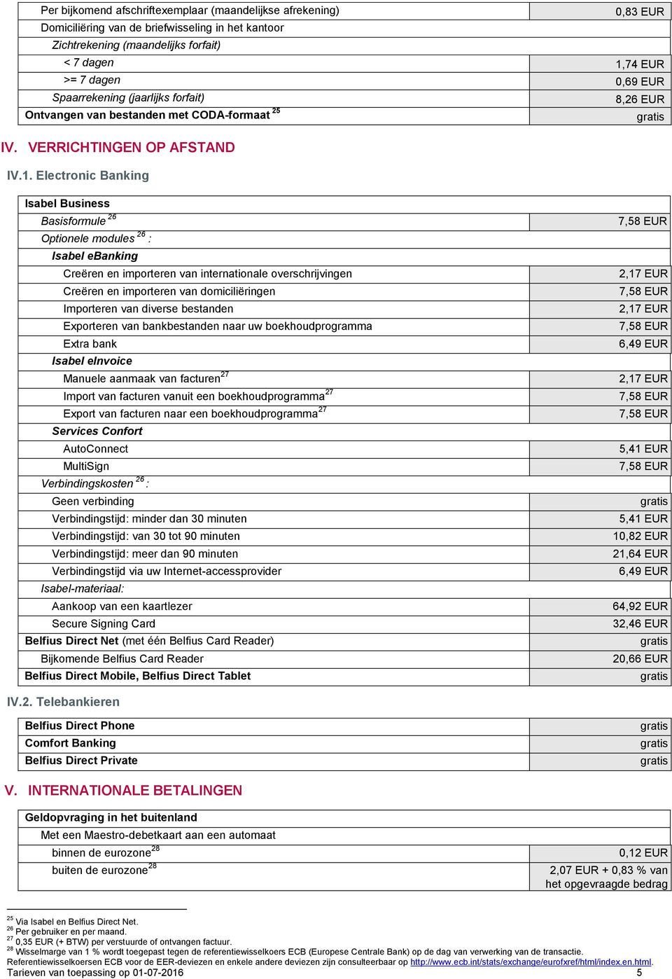 Electronic Banking Isabel Business Basisformule 26 Optionele modules 26 : Isabel ebanking Creëren en importeren van internationale overschrijvingen Creëren en importeren van domiciliëringen