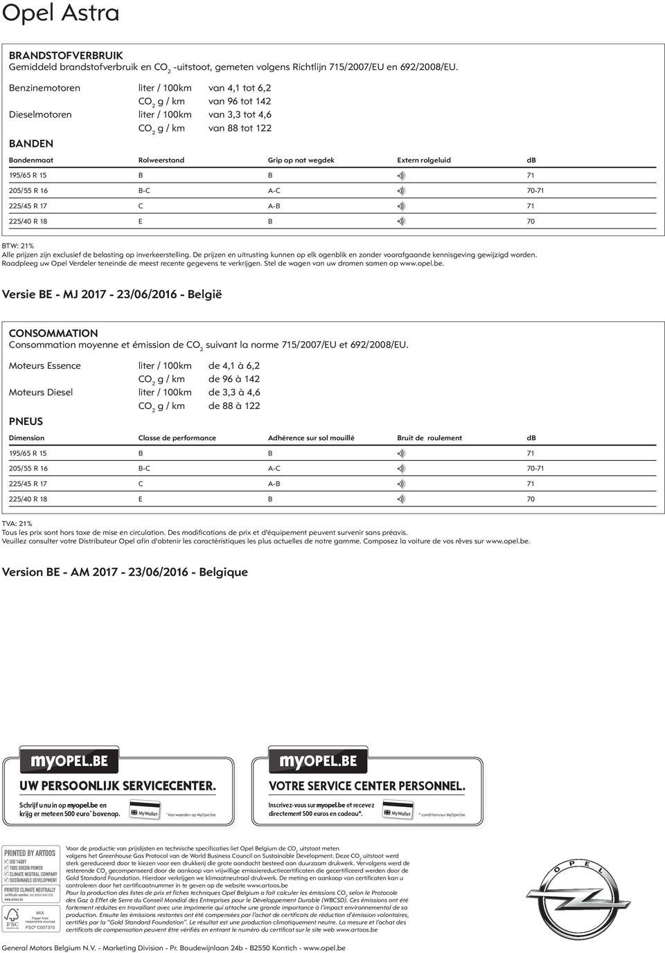 rolgeluid db 195/65 R 15 B B 2 71 205/55 R 16 B-C A-C 2 70-71 225/45 R 17 C A-B 2 71 225/40 R 18 E B 2 70 BTW: 21% Alle prijzen zijn exclusief de belasting op inverkeerstelling.