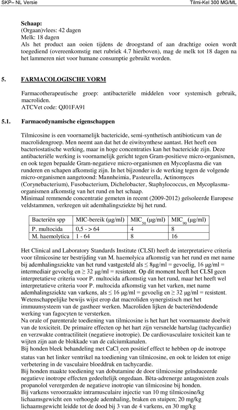 FARMACOLOGISCHE VORM Farmacotherapeutische groep: antibacteriële middelen voor systemisch gebruik, macroliden. ATCVet code: QJ01F