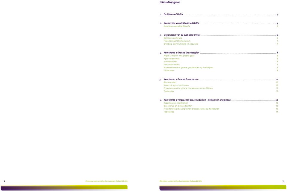 Kernthema 1 Groene Grondstoffen 8 Algen & Wieren: Het groene goud 8 Agro-reststromen 8 Inhoudsstoffen 9 Natuurlijke vezels 9 Projectenoverzicht groene grondstoffen op hoofdlijnen 9 Toplocaties 9 5.