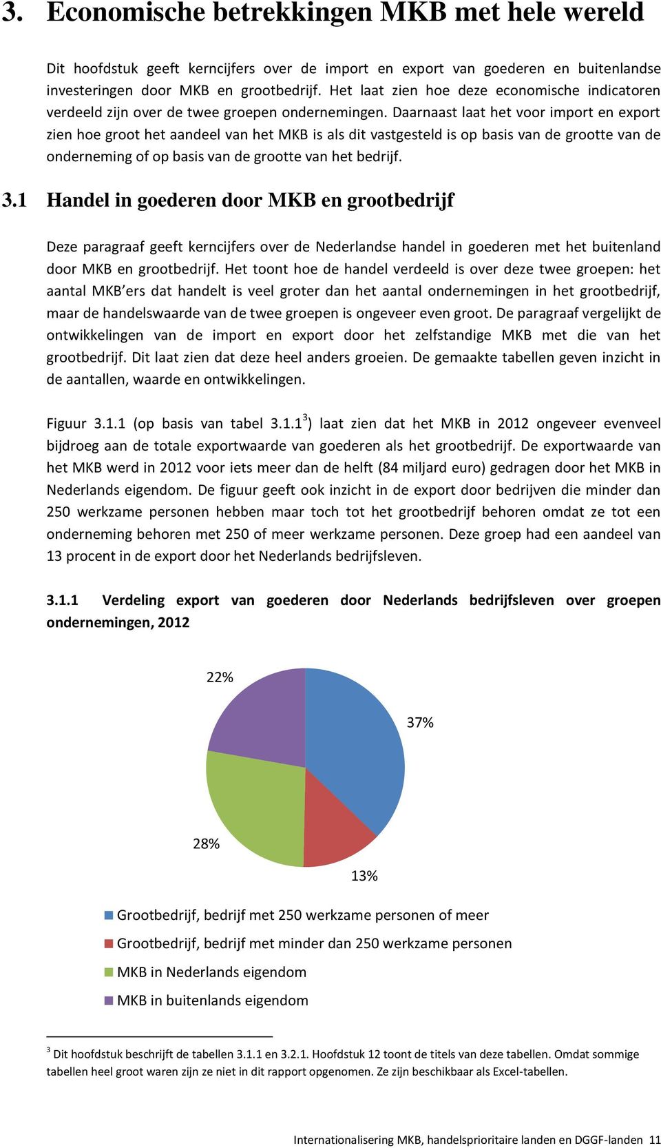 Daarnaast laat het voor import en export zien hoe groot het aandeel van het MKB is als dit vastgesteld is op basis van de grootte van de onderneming of op basis van de grootte van het bedrijf. 3.