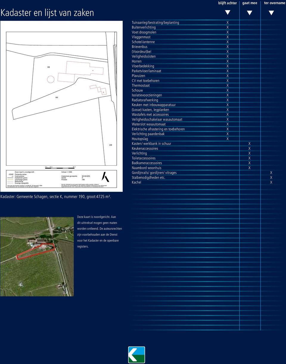 Perceel SCHAGEN K 190 Aan dit uittreksel kunnen geen betrouwbare maten worden ontleend.