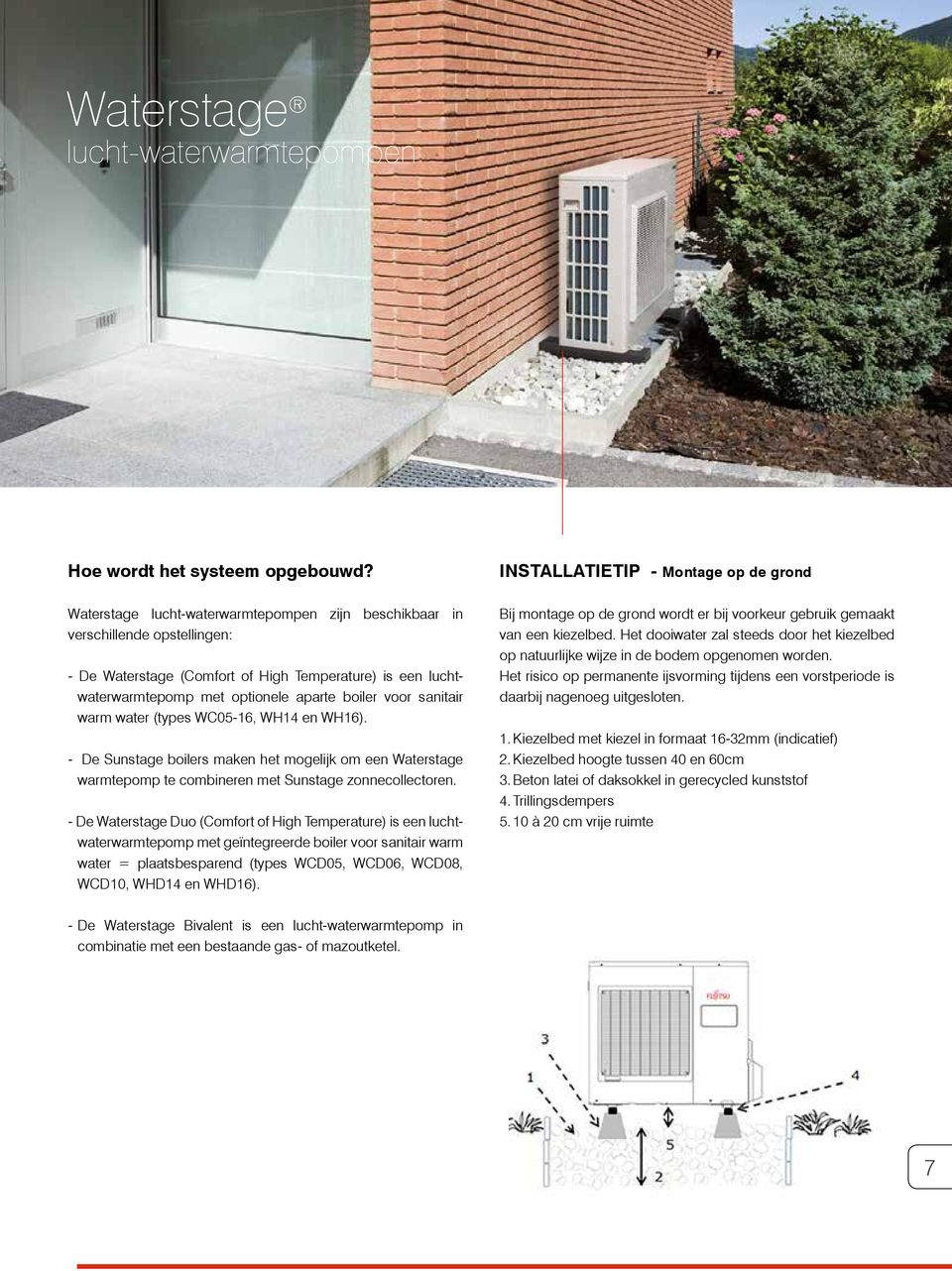 warm water (types WC05, WH14 en WH). De Sunstage boilers maken het mogelijk om een Waterstage warmtepomp te combineren met Sunstage zonnecollectoren.