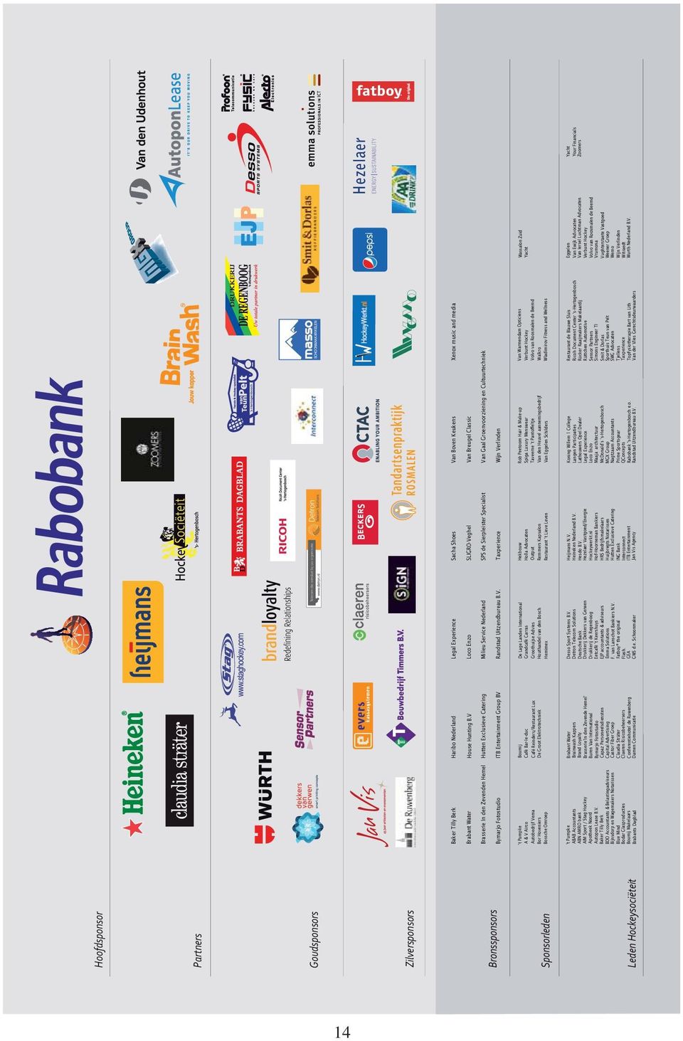 ma Bor Hoveniers Bossche Omroep t Pumpke ABAB Accountants ABN AMRO bank AIM Sport / Stag Hockey Apotheek Noord Autopon Lease B.V.