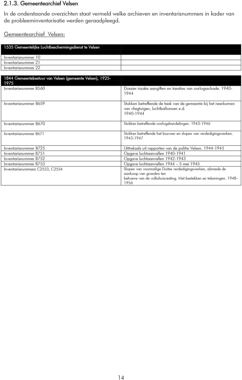 Inventarisnummer B560 Dossier inzake aangiften en taxaties van oorlogsschade.